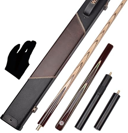 WAYMARK Snooker Cue Set Roswood Pool Cue Set Handmade 57 inches 18.5oz 3/4 Jointed 9.5mm Snooker Cue Tip with Pool Cue Accessoriess 3/4 Snooker Cue Case, Snooker Cues Extension, Glove
