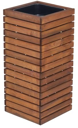 HOMERZO Jardinière pour l'intérieur et l'extérieur - En bois avec insert en plastique - 18 l - Pot de fleurs carré pour balcon ou terrasse (36 x 36 cm x 80 cm)