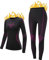 Thermounterwäsche Skiunterwäsche Damen Ski Unterwäsche Frauen Set Extra Warm Winter Funktionsunterwäsche Atmungsaktiv Sportunterwäsche Schwarz+Fuchsie XL