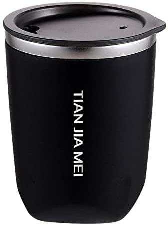 TEEKU Tasse isotherme en acier inoxydable de 300ML - Tasse à café thermique - Tasse portable délicate en céramique pour hommes et femmes - Simple (Noir, Taille unique)