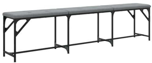 vidaXL Banc à Manger Gris Clair 186x32x45 cm Acier et Tissu, Banc, Banc de Cuisine, Banquette de Salle à Manger, Banc de Couloir