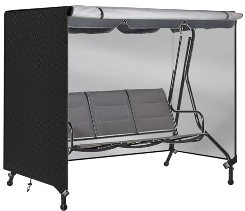 KRRRSJDJ Funda Columpio Hollywood Impermeable,Cubierta Balancin Jardin Exterior Anti Viento,Cover Case Columpio Hollywood con Cordón y Hebilla Ajustable,Tela Oxford 420D (220 * 150 * 170cm,Negro)