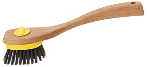 Beaupretty Cookware Cleaning Brush Long Handle Wood Pot Brush Non-Stick Oil Removable Scrub for Kitchen Greasy Pan Cleaning