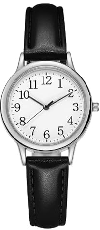 Shengxi Damen Armbanduhr Klassische Analog Quarz Uhr für Damen Minimalistisch Armbanduhr mit Lederarmband Modische Business Damenuhr (Schwarz)