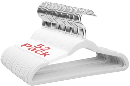 Wellong Baby Velvet Kids Hangers, 28cm Non-Slip Infant & Toddler Hangers - 52 Pack White
