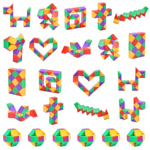 Ainiv Serpiente mágica, 24PCS 24 Segmentos Magic Snake Cube, Magico de Serpiente Juguete de Rompecabezas, Serpiente Magic Snake para Regalos Cumpleaños Niños Colegio Detalles Cumpleaños