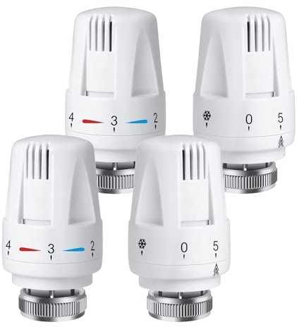 4 Pcs Thermostatkopf Heizkörperventil Temperaturregelventile Heizkörper, M 30 X 1,5 Kühlerthermostat Kühlerventil Ersatzkopf Heizkörperthermostat, Thermostatventilkopf Automatische Standardheizkör