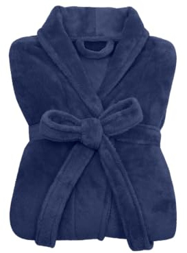 npluseins Albornoz mujer rizo y albornoz hombre rizo, con cuello chal y con 2 bolsillos de parche, Albornoz sauna, talla XXL, 1690.2379 - azul marino