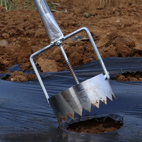 Foratrice per bulbi e pacciamatura, in acciaio inox, regolabile, strumento per la rimozione delle zolle, per piantare serre, cura del prato e lavori in giardino