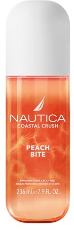 Nautica, Acqua profumata per il corpo Coastal Crush Peach Bite, Acqua profumata femminile per corpo e capelli dal profumo gourmand succoso fruttato, 236ml