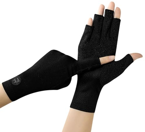 OTKARXUS Guantes de conducción con protección UV de verano para mujer, 1 par de guantes de medio dedo, guantes de protección solar antideslizantes, guantes de protección solar para uñas de gel
