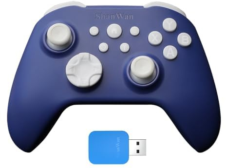 ShanWan Controller Gaming Wireless con Joystick a Effetto Hall, Gamepad Bluetooth/2.4G per Switch 1/2, PC Steam, Android e iPhone, Latenza Zero, Controller Portatile