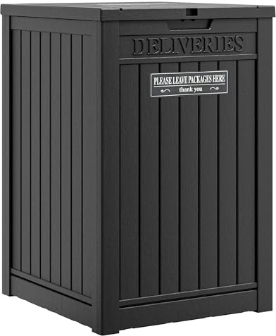 GULAIMOAO Package Delivery Box for Outside, Storage Box with Lockable Secure, Outdoor Resin Package Drop Container Waterproof for Backyard, Garden, Patio & Lawn, Black