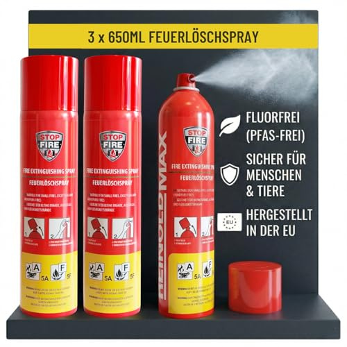 notlok Safety Work 3X Mini Extintor Casa 650ml A, F, E < 1000V, sin Flúor