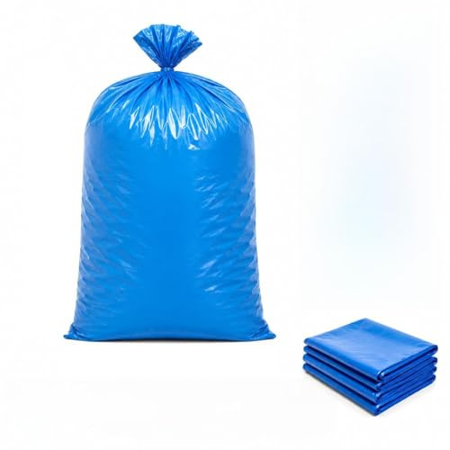 HELGUEFER – Saco Grande 65 x 105 cm Azul, Pack 10 Unidades | Sacos de Polietileno, Amplios, Resistentes, Galga 300 | Ideal para Escombros, Jardín, Obra y Almacenamiento de Gran Volumen