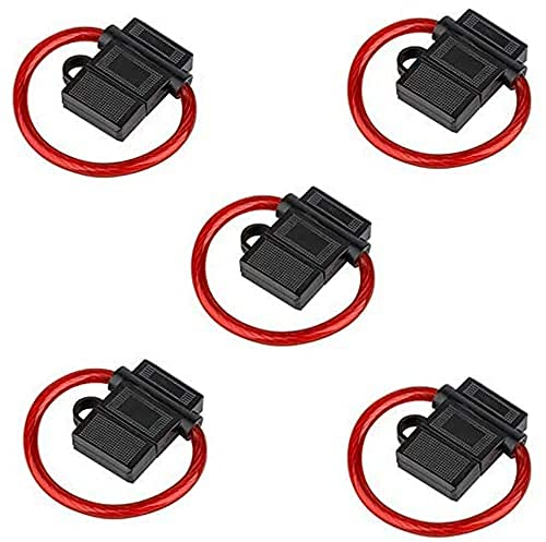 Audioproject A211-5 x Set Auto Sicherungshalter ATC mit 6mm2 Kabel 10 AWG 12V 24V Spritzwasser geschützt - Flachsicherung o. KFZ Sicherungen - Extra Dickes Kabel Auto Radio KFZ LKW Verstärkern