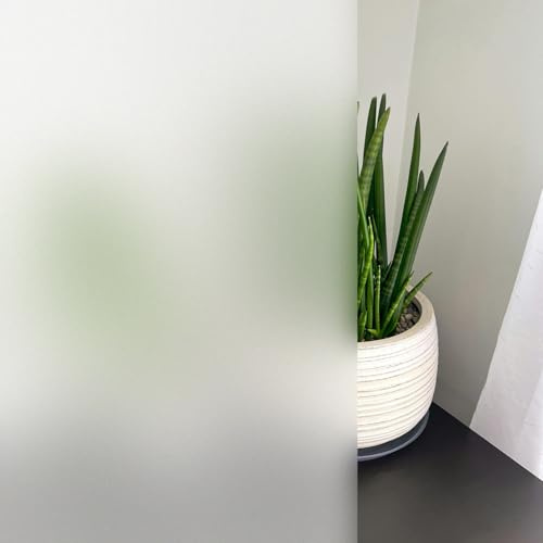 KESPEN Frosted Window Privacy Film Heat Control UV Sun Blocking Glass Stickers Static Cling Non Adhesive Door Coverings Decals for Bathroom Home Office, Frosted, 17.5 Inch X 6.5 Feet