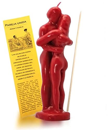 Valmoni Sport - Candela per rituale d’amore e passione, a forma di coppia che si abbraccia, rossa, con istruzioni (lingua italiana non garantita), realizzata artigianalmente