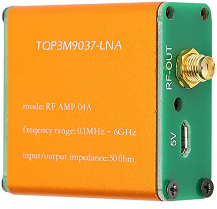 0.1MHz‑6GHz Low Noise Amplifier, 20dB High Gain LNA Amplifier for Shortwave, FM Radio, RF Power Preamplifier Module, SMA Female Connector(Shipped Without Battery)