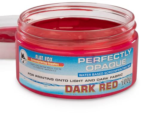 Flat Fox Screen Printing Opaque Water Based Fabric Inks (Dark Red, 100g)