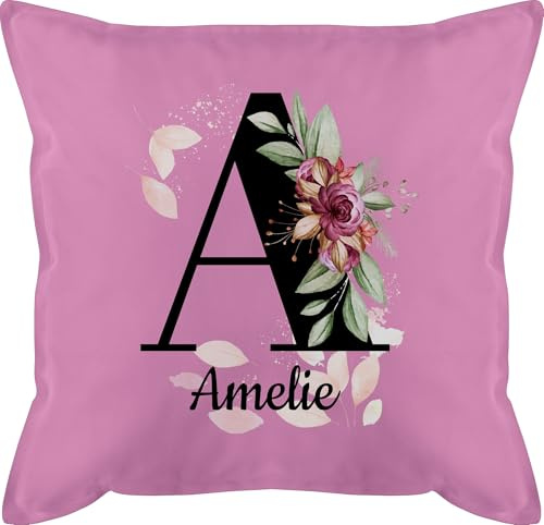 Kissen 50x50 - Anfangsbuchstabe - Buchstabe anpassbar mit Name I Geschenk Initialen - 50 x 50 cm - Pink - Bedrucken Lassen namenskissen Buchstaben a schmusekissen personalisiertes mädchen