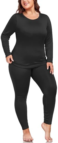 ForHailey Biancheria intima termica da donna, taglie forti, per taglie forti, a maniche lunghe, foderate in pile, con top e pantaloni, taglie XL-5XL