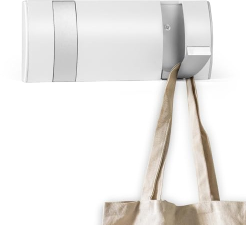 flintronic Flip Perchero de pared, Perchero de Pared Plegable 2 Ganchos, Percha de pared Natural para Colgar Abrigos Bufandas, Monederos y más- Álamo, Plata Blanca