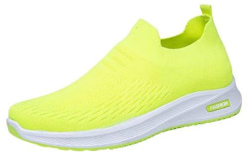 Generisch Scarpe da ginnastica da uomo senza lacci, in rete, traspiranti, comode, leggere, estive, da jogging, per attività all'aria aperta, per uomini, giallo., 43 EU