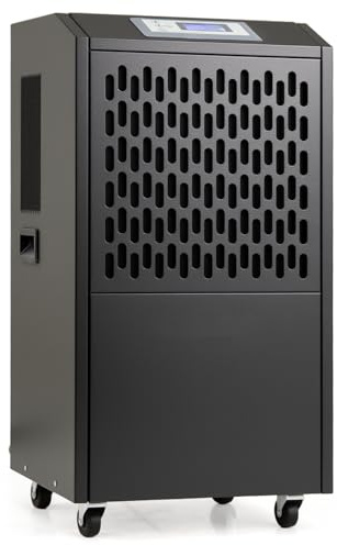 SOARS Deshumidificateur d Air 118L/Jour, Déshumidificateur Electrique Professionel avec Tuyau d'Évacuation & Roues, Minuterie 24H, Filtre Amovible Lavable, pour Cave, Entrepôt, Sous-Sol (Noir)