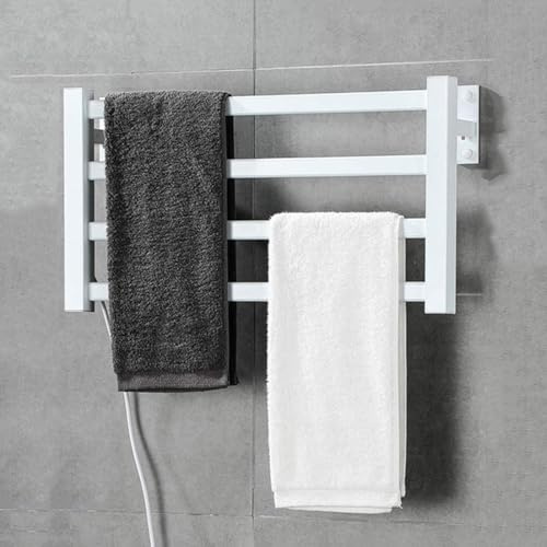 Scaldasalviette elettrico da 220 V a parete riscaldato portasciugamani a 4 barre tubo quadrato essiccatore da bagno efficiente asciugamano da bagno radiatore design salvaspazio Luxury Home Essentials