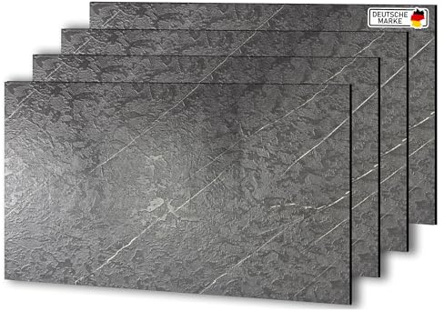AS Country Stone Wandpaneele in Marmoroptik | 60x120 cm | 4 Stück | PVC Wandverkleidung aus Kunststoffplatten für Küche, Bad & mehr | Küchenrückwand Platte Wandpaneel | Dark Rock