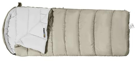 ERYUE Doppi Comodi Sacchi a Pelo da Campeggio Morbidi e Traspiranti 0 ° C- -18 ° C Doppio Uso con Cappuccio a Prova di umidità Cotone Modellante di Alta Qualità/Kachi 220x80 Cm per Adulti (1,2 kg)