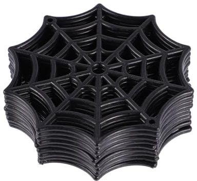 CHILDWEET 50 Pezzi di Ragnatela Nera in Plastica per Halloween, Decorazioni di Halloween Ragni Finti, Forniture per Feste per Interni ed Esterni, Mini Ragnatele Resistenti e Riutilizzabili