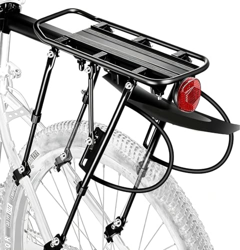 Porte Bagage Vélo Arrière Réglable Porte Bagage Velo Capacité de Charge Maximale de 100 kg Porte Bagage VTT avec Reflecteur et Garde-Boue, Universel Installation Rapide, Porte Bagage Velo Noir