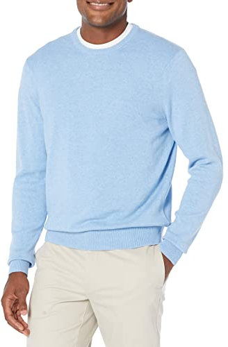 Amazon Essentials Herren Langärmliger Pullover Mit Rundhalsausschnitt, 100% Baumwolle, Erhältlich In Groß Und Schwer, Hellblau Heidekraut, M