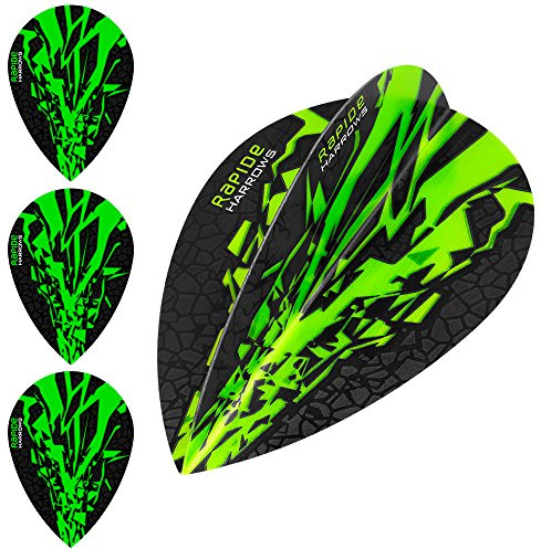 Harrows Rapide X Dart Flights - 100 Micron - Pear - 1 Set (3) (Green)