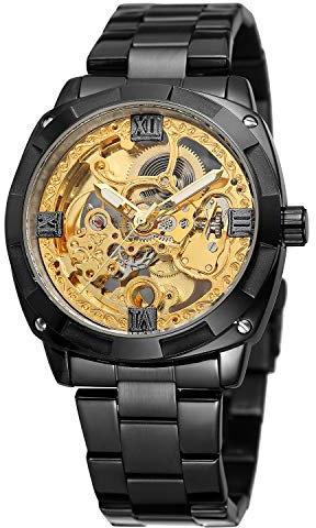 FORSINING Men's Vogue Mechanical Self-Winding Skeleton Anglog Dial Watch with Stainless Steel Bracelet