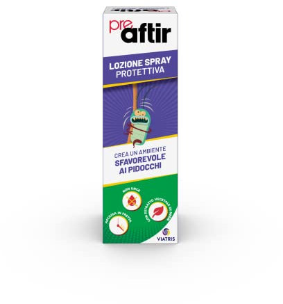 Preaftir Lozione Spray Preventiva Antipidocchi, Trattamento Pidocchi e Lendini, Azione Lenitiva, Antiprurito, per Adulti e Bambini, 100 ml