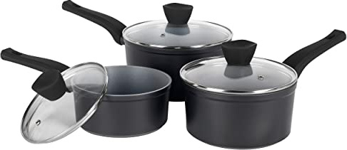 Russell Hobbs RH01706EU Pearlised antihaftbeschich edelstahl Kochtopf set mit deckel, BPA-Frei, 3 teilig induktions kochtopf-set, 16/18/20cm set, 1.2/2.2/3.1L, Spülmaschinenfest Kochgeschirr-Set