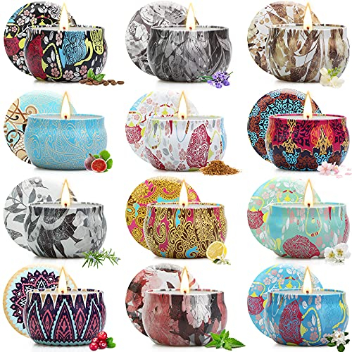 Duftkerzen Geschenkset für Frauen, 12 Stück Duftkerzen Set, Natürliches Sojawachs Kerzen, Duftkerze Geschenke für Frauen Freundin am Weihnachten, Geburtstag, Valentinstag, Hochzeiten