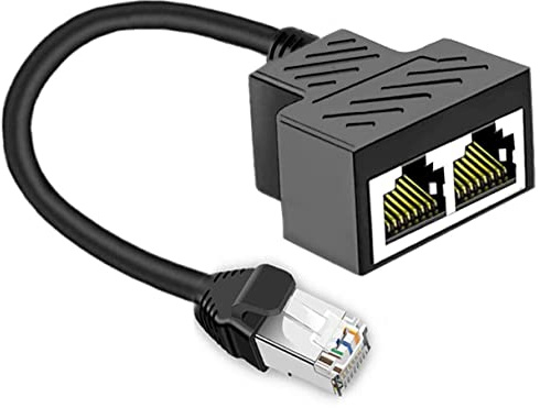 Ethernet Splitter 1 to 2 RJ45 Network Cable Adapter, Note Only Connect one Network at a Time, Compatible with ADSL/Computers/TVs/Routers (Only Support one Works at one time)