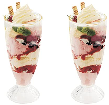 Royal Cuisine Knickerbocker Glory Lot de 2 tasses à dessert 360 ml Verres à dessert longs Verres à cocktail Bols à dessert Verres fontaine, Milkshake Soda