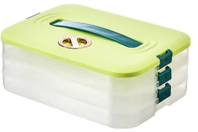 Lipeed Kühlschrank Aufbewahrungsbox mit Deckel, Lebensmittelaufbewahrungsboxen, Knödel Aufbewahrungsbox, Dumpling Box 3 geschichtete stapelbare Lebensmittelbehälter für Kühlschrank Küche