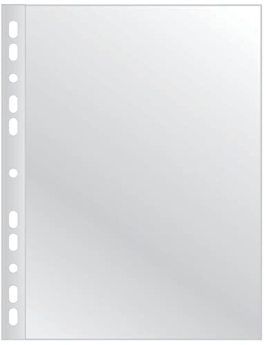 Q-Connect KF11192 Prospekthülle/Klarsichthüllen Genarbt A4-100 Stück/Verbreiterte Seiten/Oben Offen Klarsichthüllen Sicht-Hüllen Gelochte Plastikhülle/Transparent 40 mikron