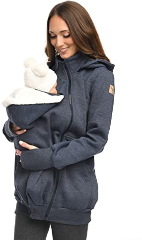 MijaCulture 3 en 1 - Chaqueta de transporte para portabebés, chaqueta canguro 4132, vaquero, XL