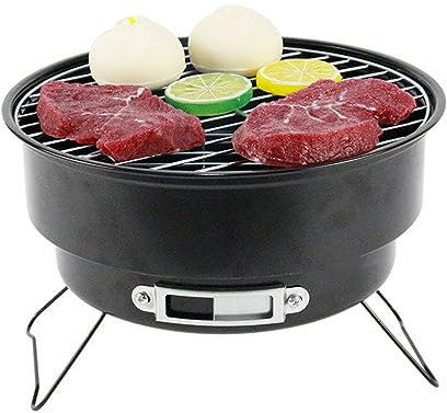 KUNANG Barbacoa de carbón, barbacoa portátil de camping, multifunción, negro, acero inoxidable
