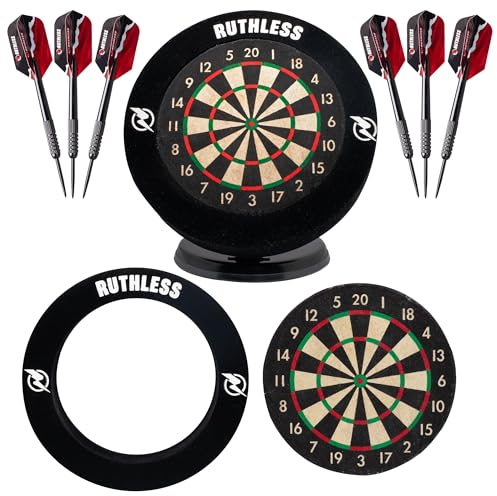 Ruthless Mini-Dartscheiben-Set Mit Surround Und Extra Dartpfeilen, Miniatur-Darts Für Zuhause Und Büro, Inklusive 2 Sets Mini-Stahlspitzen-Dartpfeile (BX251)