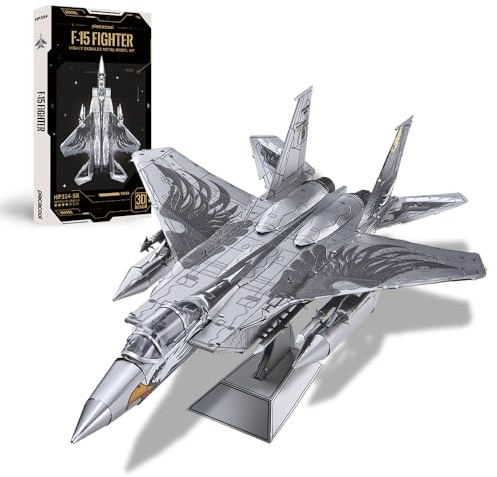 Piececool 3D metallpussel F-15 fighter modellkit för vuxna att bygga, gör-det-själv 3D-pussel vuxen avancerade konstverk, idealisk jul och födelsedagspresent