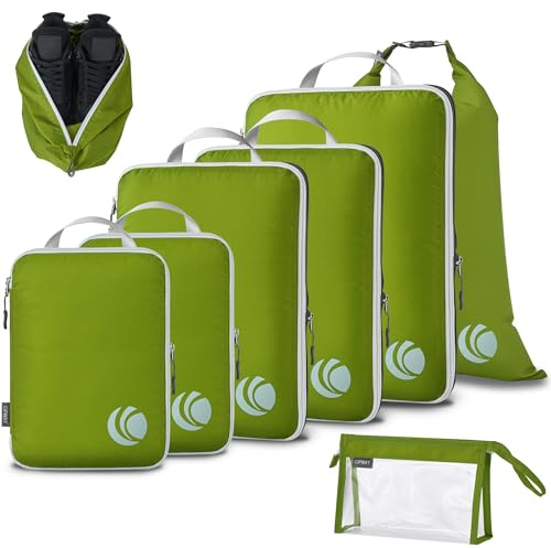 Cipway Bolsas Compresion Viaje, Diseño de Malla Impermeable Ligero y Duradero Bolsas de Viaje Organizador para la Mochila Maletas de Almacenamiento en el Hogar(Verde, 8 Unidades)