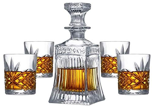 Rödvinkaraff, kristallkaraff för vin, Kristallkaraffsats bestående av en 500 ml karaff och fyra glas